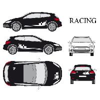 Adhesifs & Stickers Auto Set complet Adhesifs -RACING- Blanc - Taille M - Car Deco