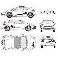 Adhesifs & Stickers Auto Set complet Adhesifs -RACING- Noir - Taille S - Car Deco