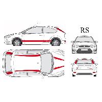 Adhesifs & Stickers Auto Set complet Adhesifs -RS- Rouge - Taille M - Car Deco