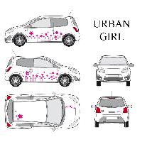 Adhesifs & Stickers Auto Set complet Adhesifs -URBAN GIRL- Rose - Taille M - Car Deco