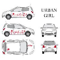 Adhesifs & Stickers Auto Set complet Adhesifs -URBAN GIRL- Rouge - Taille S - Car Deco