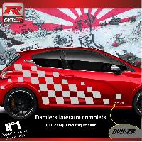 Adhesifs & Stickers Auto Sticker 000XA Damier Geant Argent compatible avec Peugeot 206 207 208 - Run-R