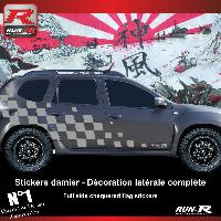 Adhesifs & Stickers Auto Sticker 000XAD Damier Geant Argent compatible avec Dacia Duster - Run-R