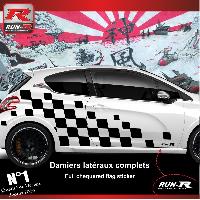 Adhesifs & Stickers Auto Sticker 000XN Damier Geant Noir compatible avec Peugeot 206 207 208 - Run-R