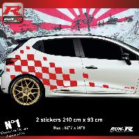 Adhesifs & Stickers Auto Sticker 000XRC Damier Geant 210x93cm Rouge compatible avec Renault Clio - Run-R