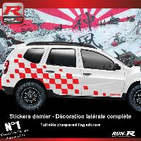 Adhesifs & Stickers Auto Sticker 000XRD Damier Geant Rouge compatible avec Dacia Duster - Run-R