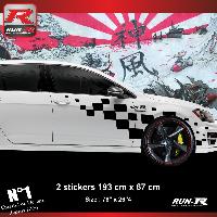 Adhesifs & Stickers Auto Sticker 00FLN damier geant Noir - Run-R