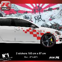 Adhesifs & Stickers Auto Sticker 00FLR damier geant Rouge - Run-R