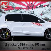 Adhesifs & Stickers Auto Sticker bas de caisse 000R Flag compatible avec VW UP - Rouge - Run-R