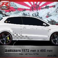 Adhesifs & Stickers Auto Sticker bas de caisse 001A MOTORSPORT compatible avec VW POLO 6R - Argent - Run-R