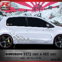 Adhesifs & Stickers Auto Sticker bas de caisse 001A Motorsport compatible avec VW UP - Argent - Run-R