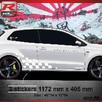 Adhesifs & Stickers Auto Sticker bas de caisse 001B MOTORSPORT compatible avec VW POLO 6R - Blanc - Run-R