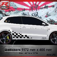 Adhesifs & Stickers Auto Sticker bas de caisse 001N MOTORSPORT compatible avec VW POLO 6R - Noir - Run-R