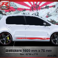 Adhesifs & Stickers Auto Sticker bas de caisse 002R Racing compatible avec VW UP - Rouge - Run-R