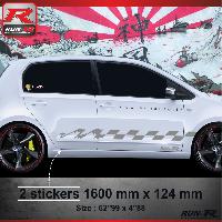 Adhesifs & Stickers Auto Sticker bas de caisse 003A Funny compatible avec VW UP - Argent - Run-R