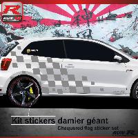 Adhesifs & Stickers Auto Sticker bas de caisse 004A RALLYE compatible avec VW POLO 6R - Argent - Run-R