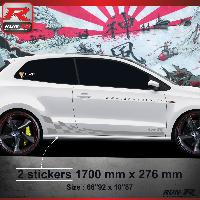 Adhesifs & Stickers Auto Sticker bas de caisse 006A GTR compatible avec VW POLO 6R - Argent - Run-R