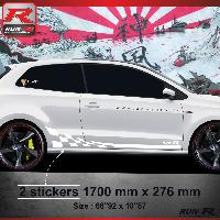 Adhesifs & Stickers Auto Sticker bas de caisse 006B GTR compatible avec VW POLO 6R - Blanc - Run-R