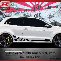 Adhesifs & Stickers Auto Sticker bas de caisse 006N GTR compatible avec VW POLO 6R - Noir - Run-R