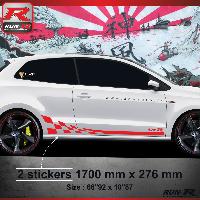 Adhesifs & Stickers Auto Sticker bas de caisse 006R GTR compatible avec VW POLO 6R - Rouge - Run-R