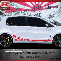 Adhesifs & Stickers Auto Sticker bas de caisse 006R GTR compatible avec VW UP - Rouge - Run-R