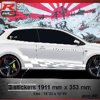 Adhesifs & Stickers Auto Sticker bas de caisse 007B GTRS compatible avec Vw POLO 6R - Blanc - Run-R