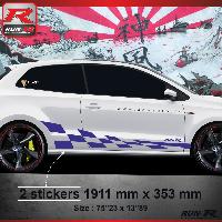 Adhesifs & Stickers Auto Sticker bas de caisse 007M GTRS compatible avec VW POLO 6R - Marine - Run-R