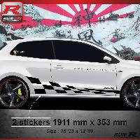 Adhesifs & Stickers Auto Sticker bas de caisse 007N GTRS compatible avec VW POLO 6R - Noir - Run-R