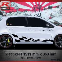 Adhesifs & Stickers Auto Sticker bas de caisse 007N GTRS compatible avec Vw UP - Noir - Run-R