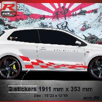 Adhesifs & Stickers Auto Sticker bas de caisse 007R GTRS compatible avec Vw POLO 6R - Rouge - Run-R