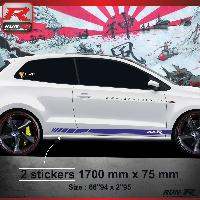 Adhesifs & Stickers Auto Sticker bas de caisse 009M RACING compatible avec POLO 6R - Marine - Run-R