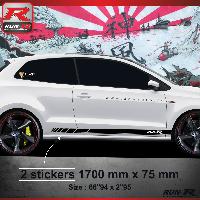 Adhesifs & Stickers Auto Sticker bas de caisse 009N RACING compatible avec POLO 6R - Noir - Run-R