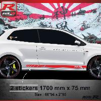 Adhesifs & Stickers Auto Sticker bas de caisse 009R6 compatible avec Polo 6R - Rouge 1700x75mm - Run-R