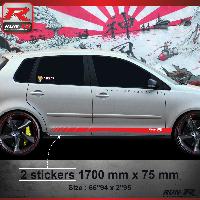 Adhesifs & Stickers Auto Sticker bas de caisse 009R6 compatible avec Polo 9N - Rouge 1700x75mm - Run-R