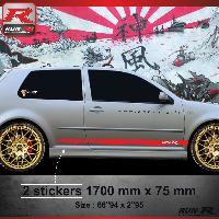 Adhesifs & Stickers Auto Sticker bas de caisse 009RG compatible avec Golf - Rouge 1700x75mm - Run-R