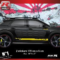 Adhesifs & Stickers Auto Sticker bas de caisse 00EIJ compatible avec CITROEN CACTUS - Jaune Racing - Run-R