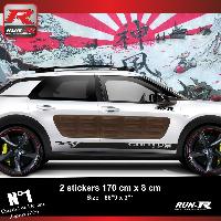 Adhesifs & Stickers Auto Sticker bas de caisse 00EIN compatible avec CITROEN CACTUS - Noir Racing - Run-R