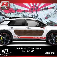 Adhesifs & Stickers Auto Sticker bas de caisse 00EIR compatible avec CITROEN CACTUS - Rouge Racing - Run-R