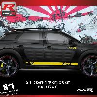 Adhesifs & Stickers Auto Sticker bas de caisse 00EJJ compatible avec CITROEN CACTUS - Jaune - Run-R