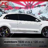 Adhesifs & Stickers Auto Sticker bas de caisse 011A SPORT compatible avec VW POLO 6R - Argent - Run-R