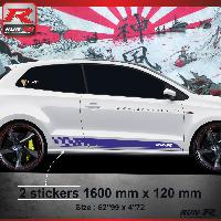 Adhesifs & Stickers Auto Sticker bas de caisse 011M SPORT compatible avec VW POLO 6R - Marine - Run-R