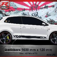 Adhesifs & Stickers Auto Sticker bas de caisse 011N SPORT compatible avec VW POLO 6R - Noir - Run-R