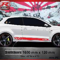 Adhesifs & Stickers Auto Sticker bas de caisse 011R SPORT compatible avec VW POLO 6R - Rouge - Run-R