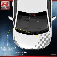 Adhesifs & Stickers Auto Sticker capot 00ARA 84x44cm damier argent compatible avec Peugeot 206 206plus 207 208 - Run-R