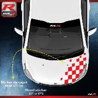 Adhesifs & Stickers Auto Sticker capot 00ARA 84x44cm damier rouge compatible avec Peugeot 206 206plus 207 208 - Run-R