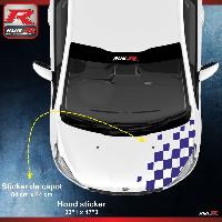 Adhesifs & Stickers Auto Sticker capot 00ARM 84x44cm damier marine compatible avec Peugeot 206 206plus 207 208 - Run-R