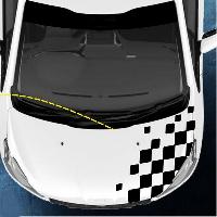 Adhesifs & Stickers Auto Sticker capot 00ARN 84x44cm damier noir compatible avec Peugeot 206 206plus 207 208 - Run-R