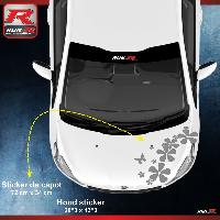 Adhesifs & Stickers Auto Sticker capot compatible avec PEUGEOT 208 207 et 206 - Fleurs - Argent - Run-R