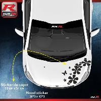 Adhesifs & Stickers Auto Sticker capot compatible avec PEUGEOT 208 207 et 206 - Fleurs - NOIR - Run-R