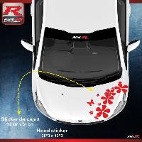 Adhesifs & Stickers Auto Sticker capot compatible avec PEUGEOT 208 207 et 206 - Fleurs - Rouge - Run-R